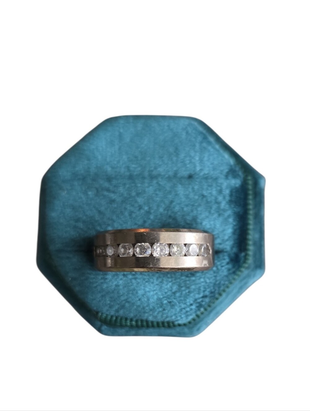 Size 7.5 Titanium CZChannel-Set Band